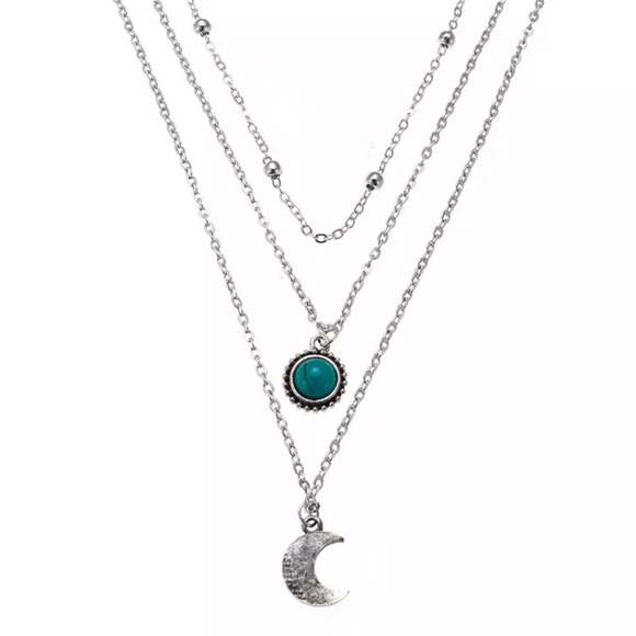 NEW! TURQUOISE MOON MULTILAYERED NECKLACE - Picture 2 of 6